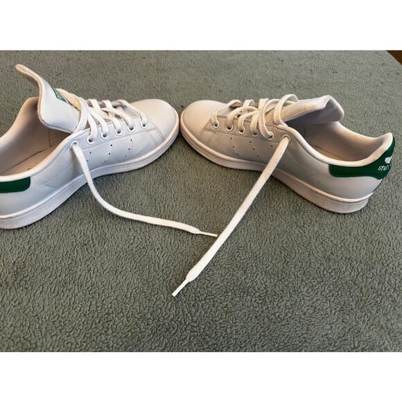 Adidas Stan Smith White Green Leather Sneakers Size 6 - Picture 6 of 8